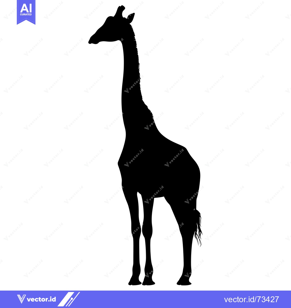Premium Vector dari Black Silhouette of a Giraffe Standing on a White Background