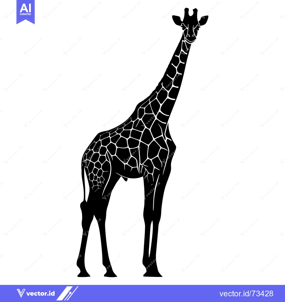 Premium Vector dari Black and White Silhouette of a Giraffe