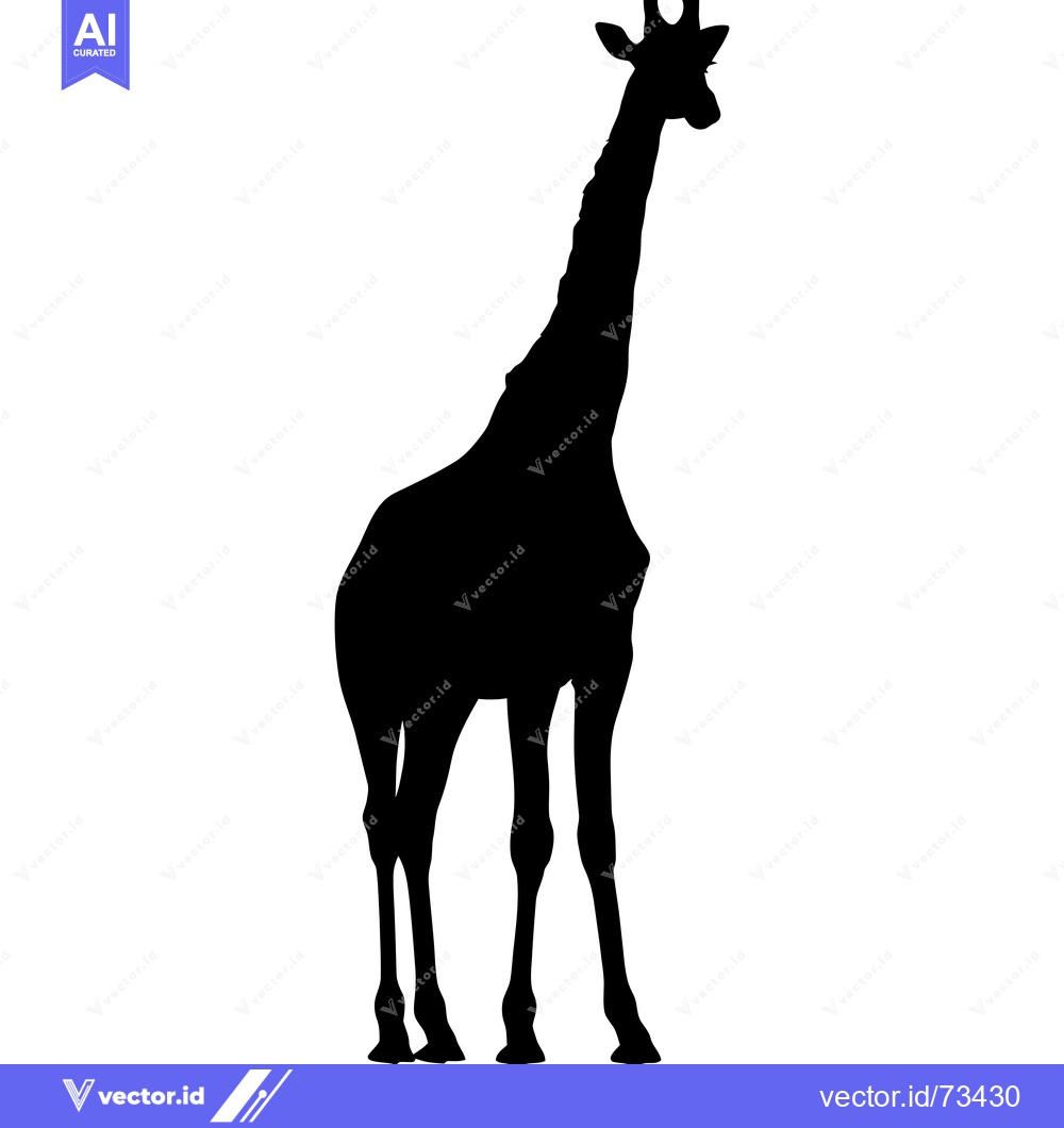 Premium Vector of Black Silhouette of a Standing Giraffe