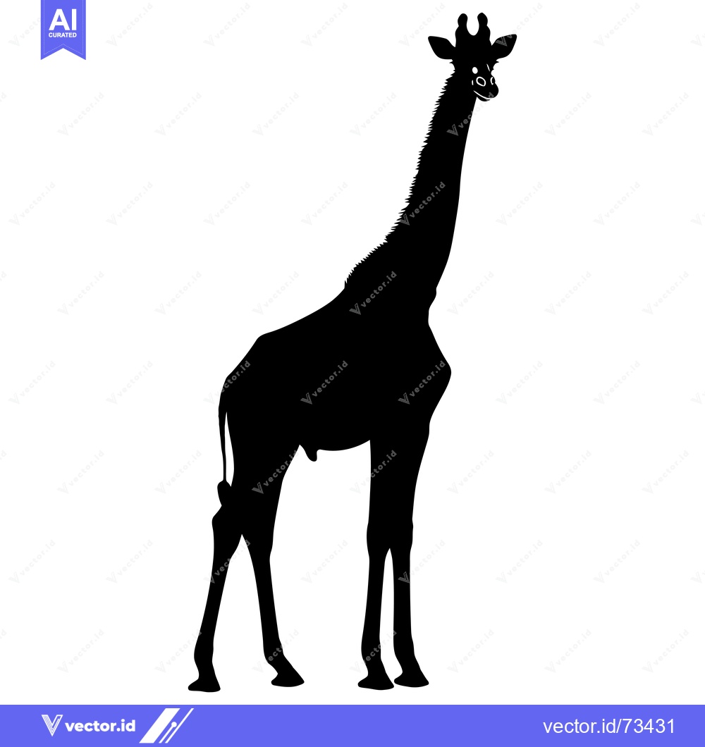 Premium Vector dari Black Silhouette of a Giraffe Standing on White Background