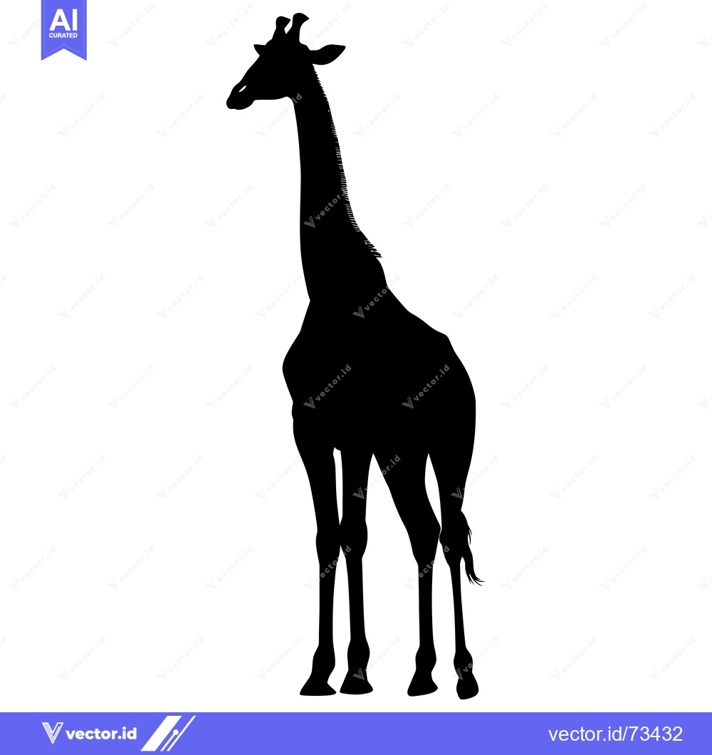 Premium Vector dari Black Silhouette of a Standing Giraffe