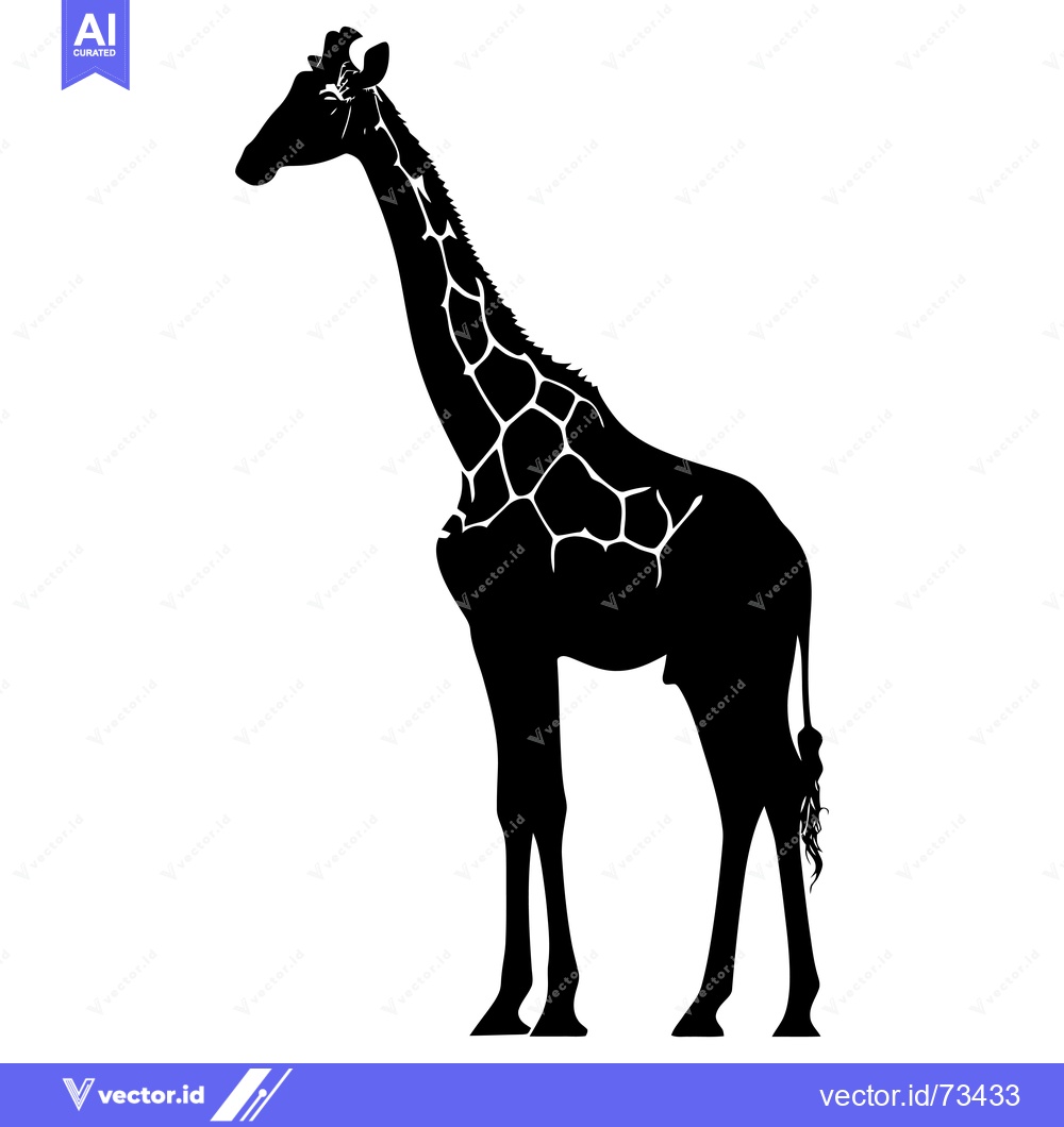 Premium Vector of Black and White Silhouette of a Giraffe Standing Tall