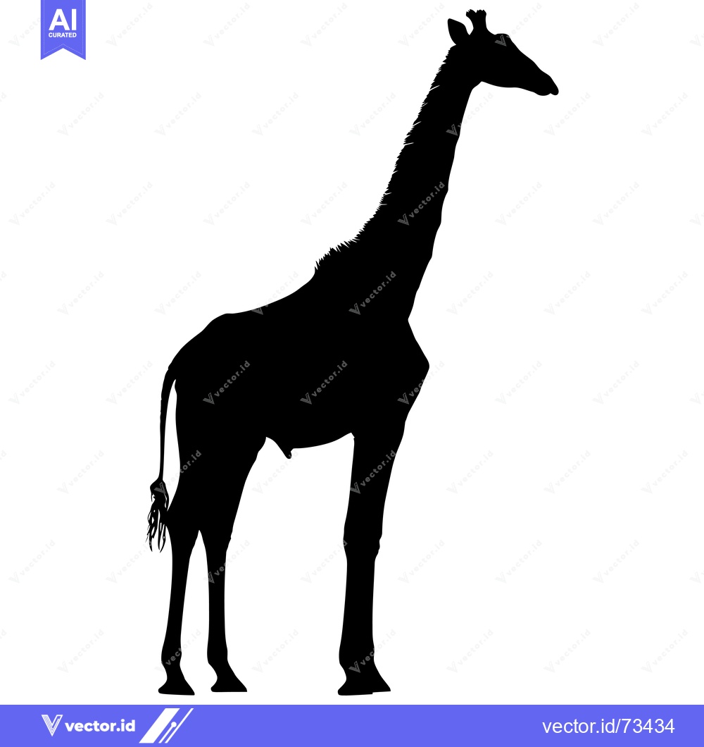 Premium Vector of Black Silhouette of a Giraffe Standing on White Background