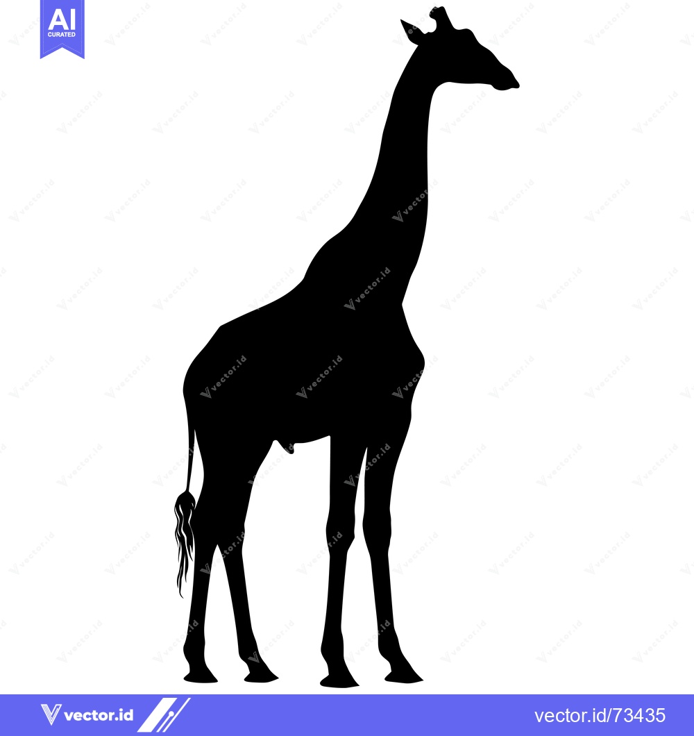 Premium Vector of Black Silhouette of a Standing Giraffe