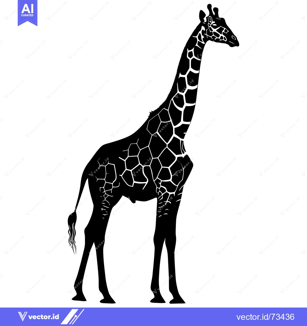 Premium Vector dari Black and White Silhouette of a Giraffe Standing