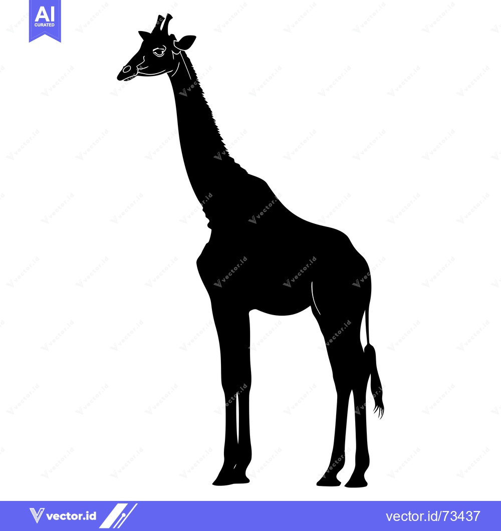 Premium Vector of Black Silhouette of a Giraffe Standing