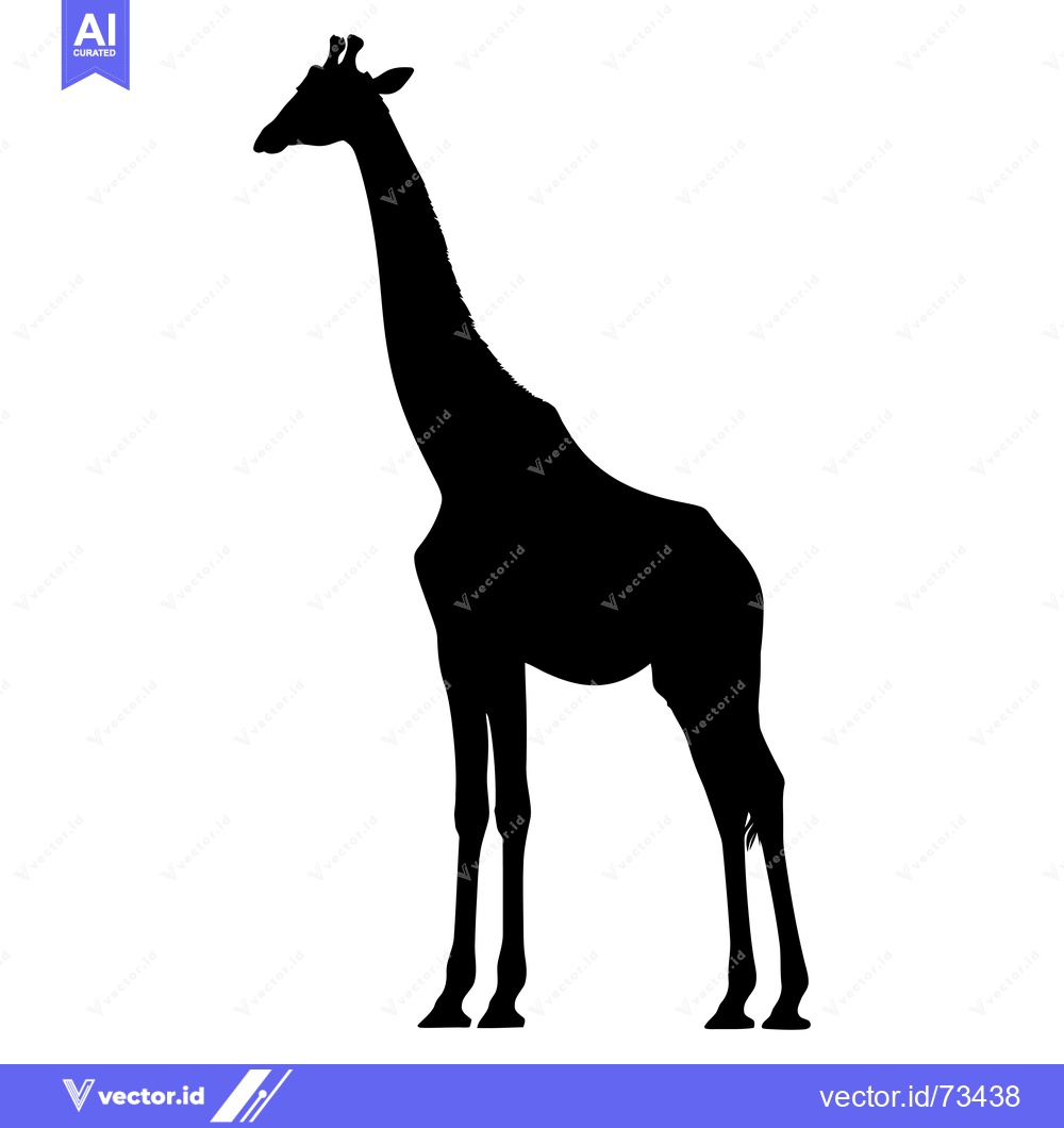 Premium Vector dari A Black Silhouette of a Standing Giraffe