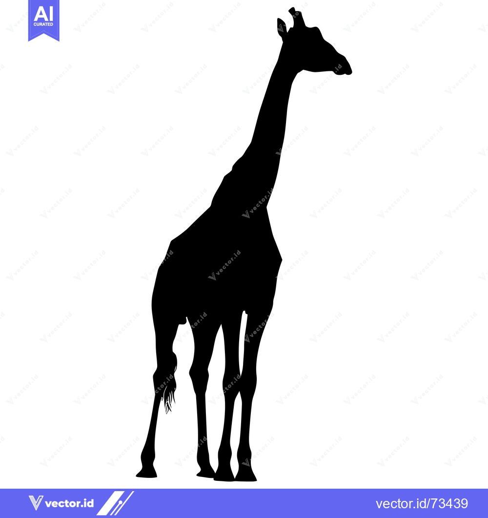 Premium Vector of Black Silhouette of a Standing Giraffe