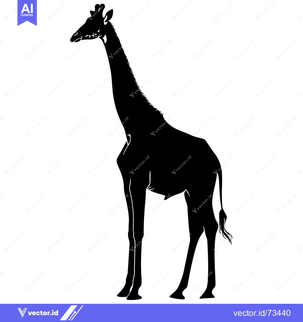 Premium Vector dari Silhouette of a Giraffe Standing with Long Neck and Legs