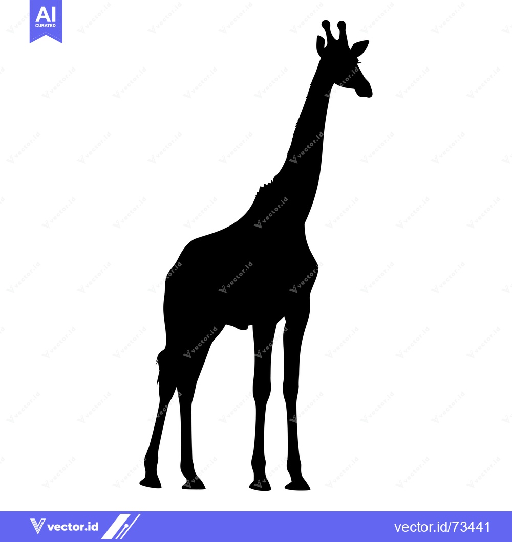 Premium Vector dari Black Silhouette of a Giraffe Standing Tall