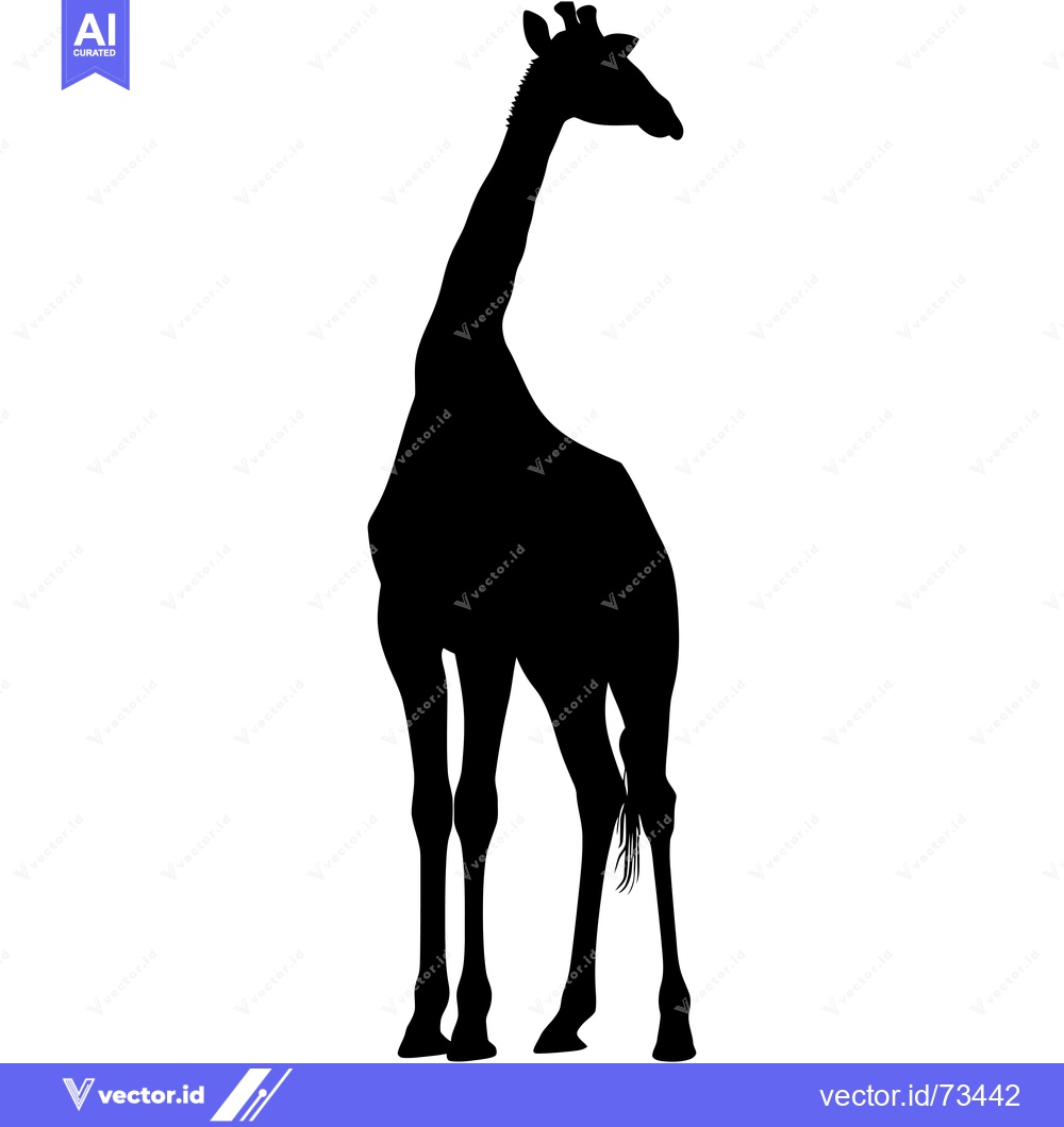 Premium Vector of Silhouette of a Giraffe Standing with its Head Turned to the Side