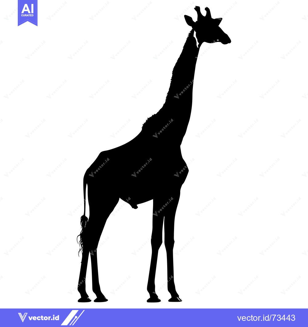Premium Vector of Black Silhouette of a Giraffe Standing Tall