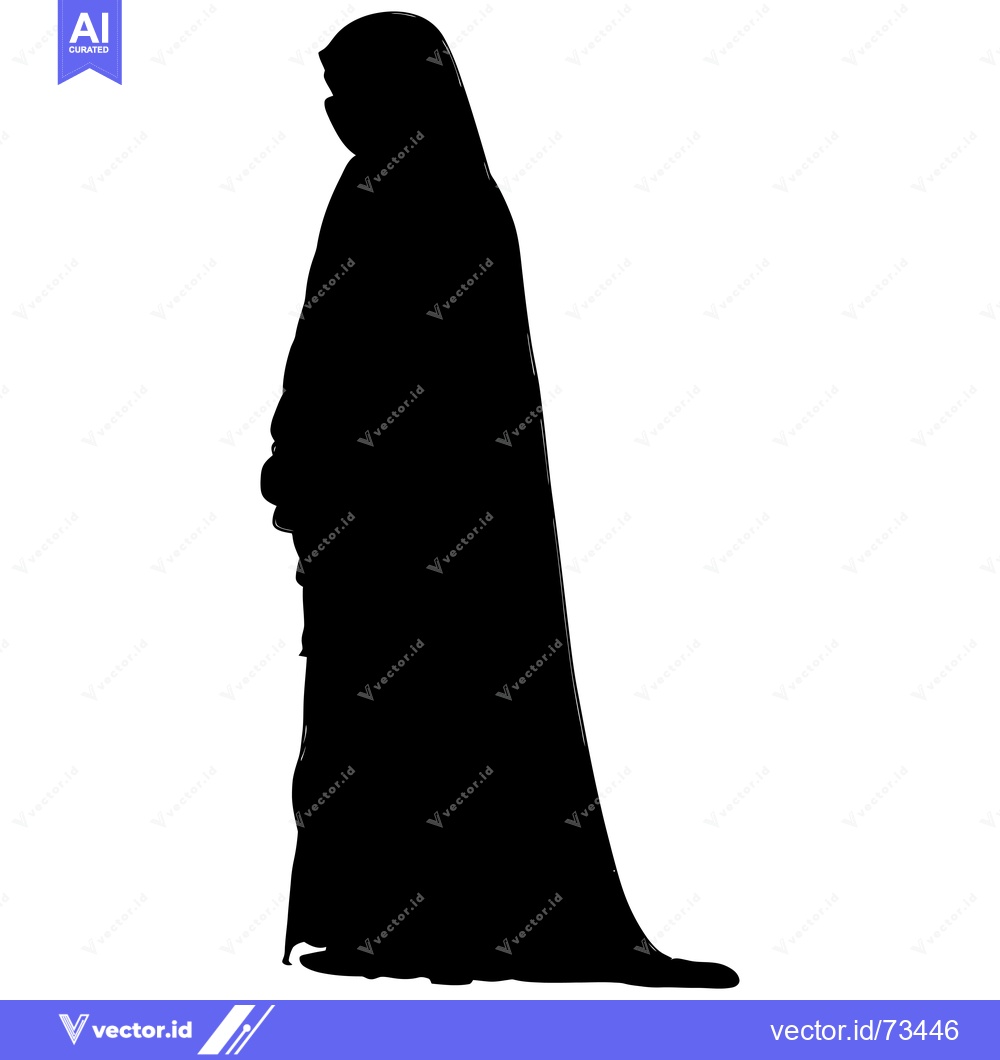 Premium Vector of Silhouette of a Woman Wearing a Hijab and Abaya