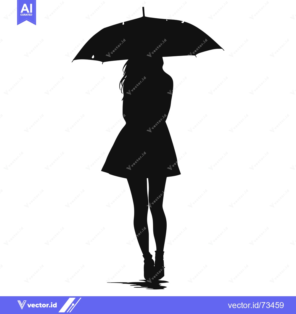 Premium Vector dari Silhouette of a woman holding an umbrella