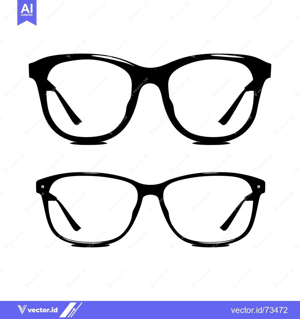 Premium Vector dari Two Pairs of Black Silhouette Eyeglasses