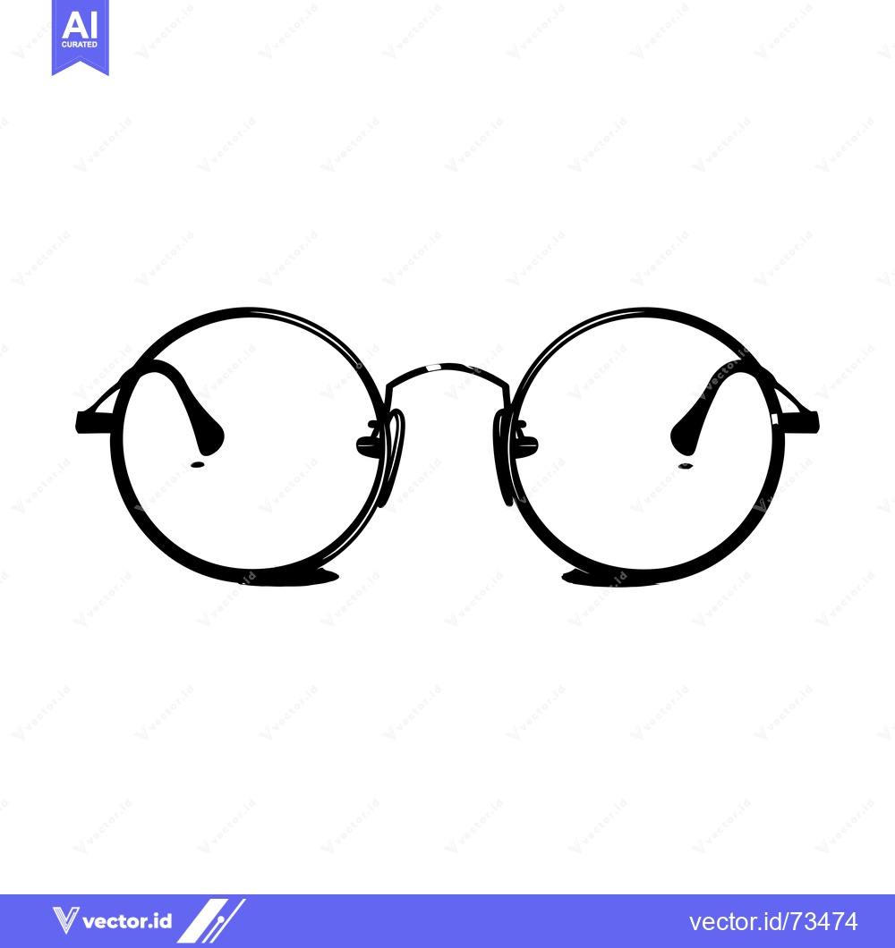 Premium Vector dari Black and White Illustration of Round-Frame Glasses