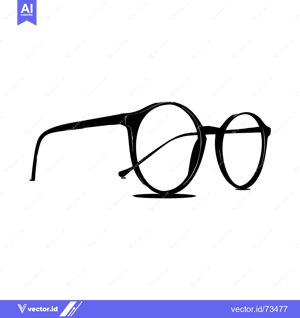 Premium Vector dari Black and White Silhouette of Round Eyeglasses