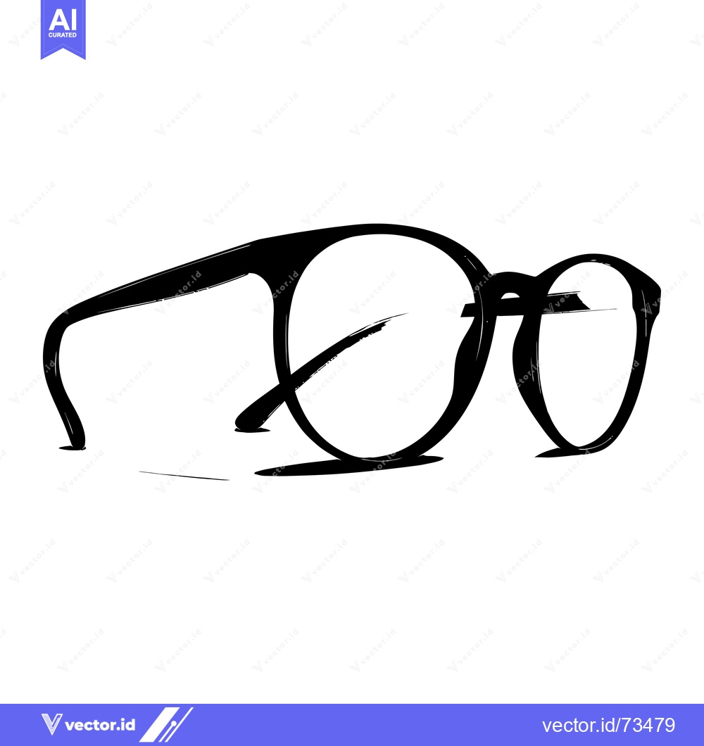 Premium Vector of Black and White Sketch of Round Glasses