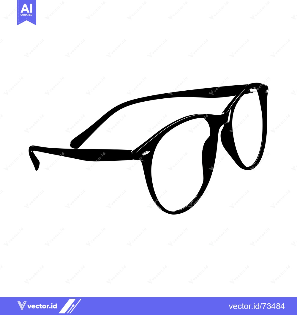 Premium Vector of A pair of black rimmed eyeglasses with round lenses,  a side view silh
