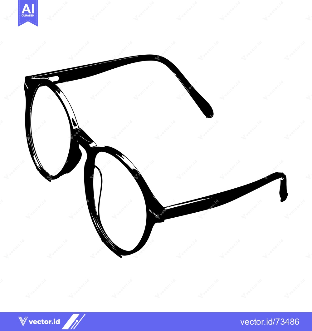 Premium Vector dari Black and White Silhouette of Round Eyeglasses
