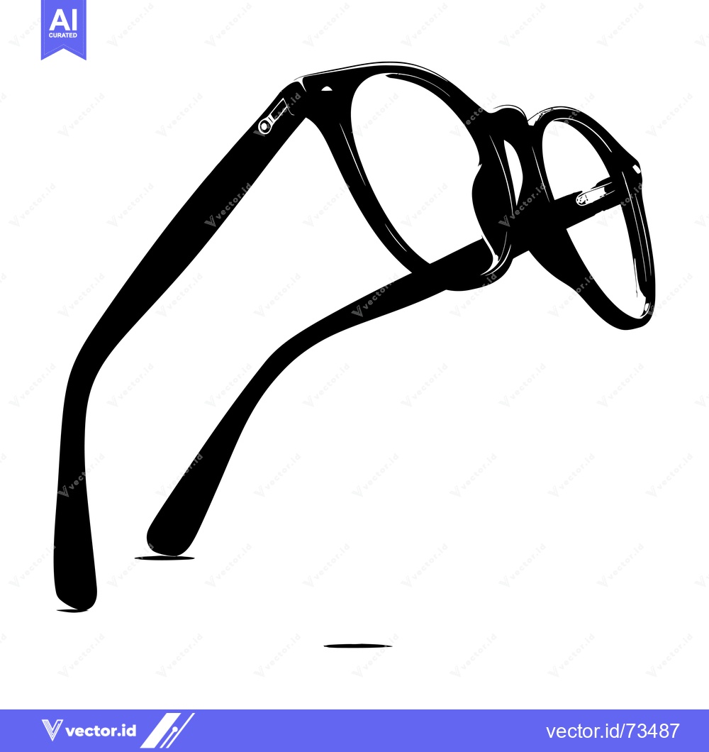 Premium Vector dari Silhouette of a pair of black eyeglasses, turned upside down