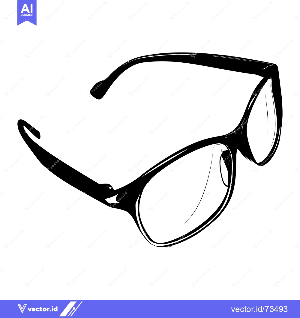 Premium Vector of Black and White Sketch of Eyeglasses with a Curved Frame