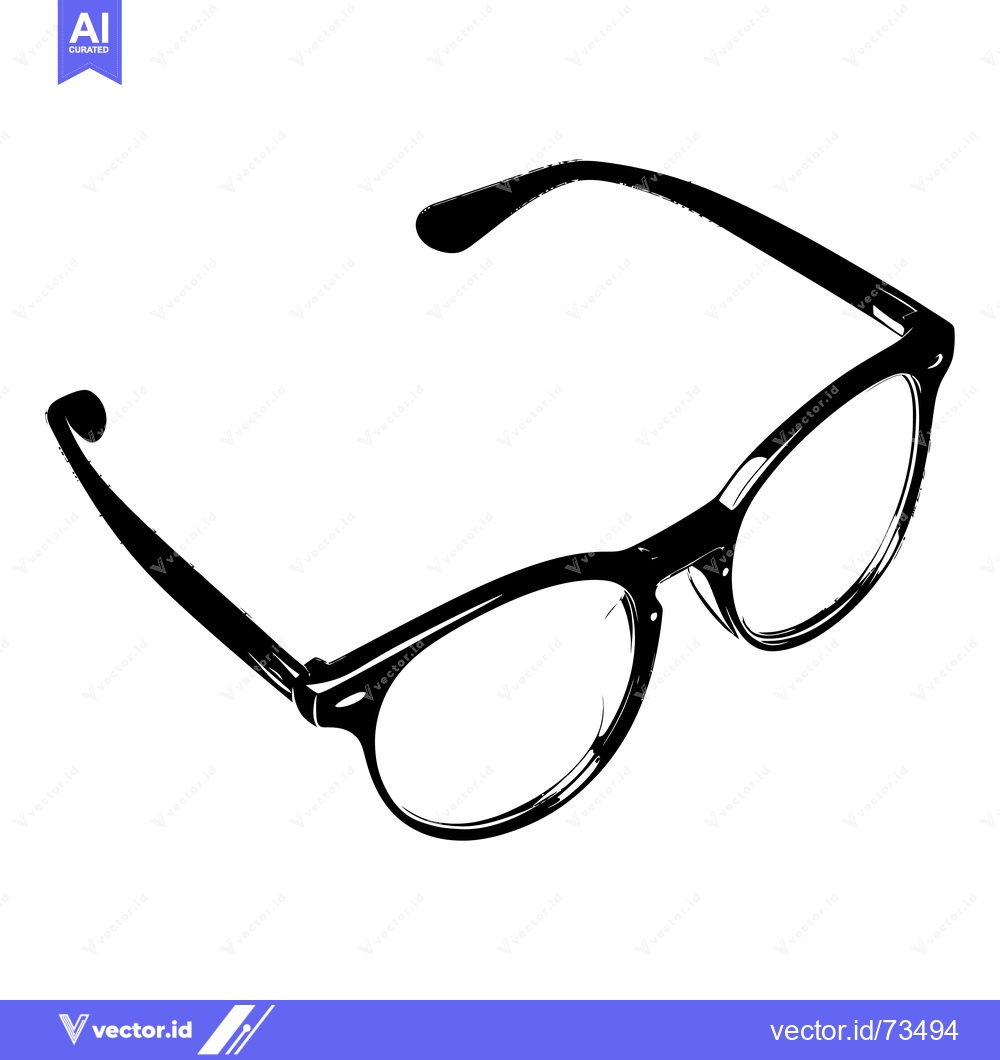 Premium Vector dari Black and White Sketch of Round-Framed Glasses