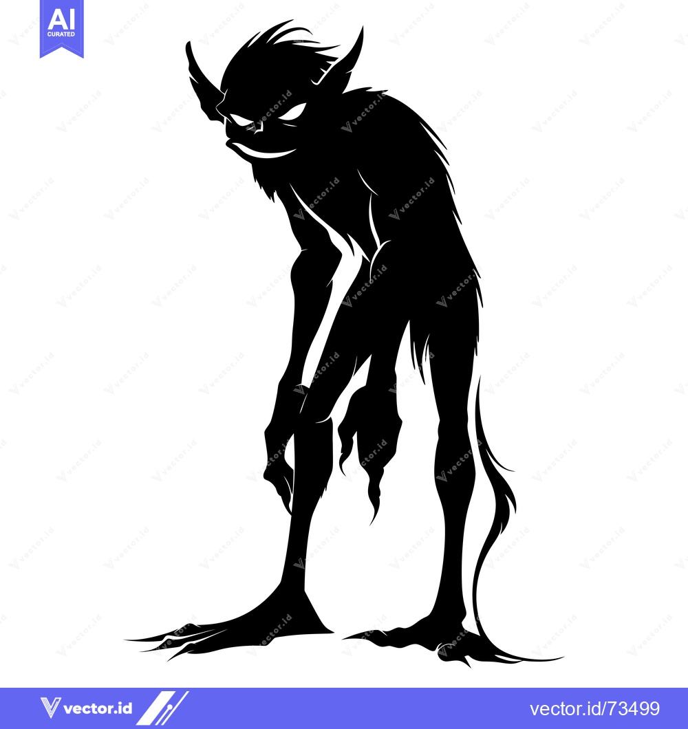 Premium Vector dari A Silhouetted Monster with a Sinister Grin