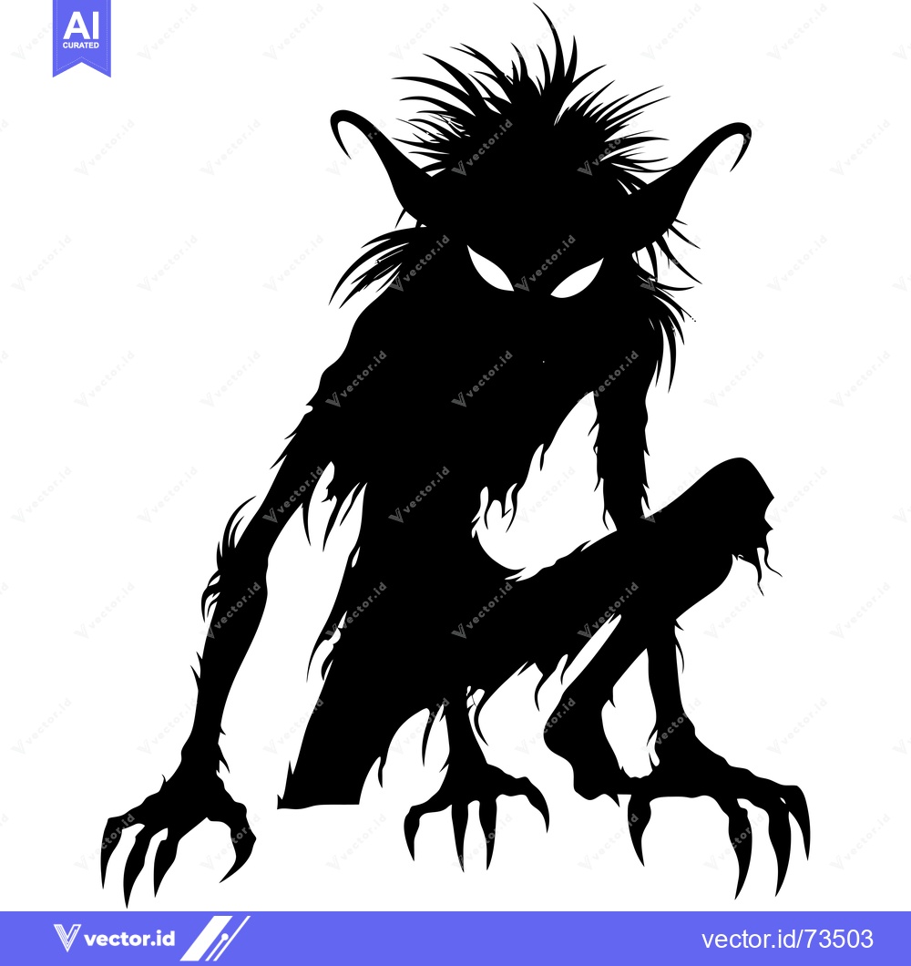 Premium Vector of A Silhouetted Creature with Claws and Glowing Eyes