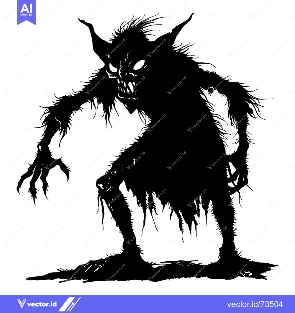 Premium Vector of Silhouette of a Furry, Fanged Monster with Claws