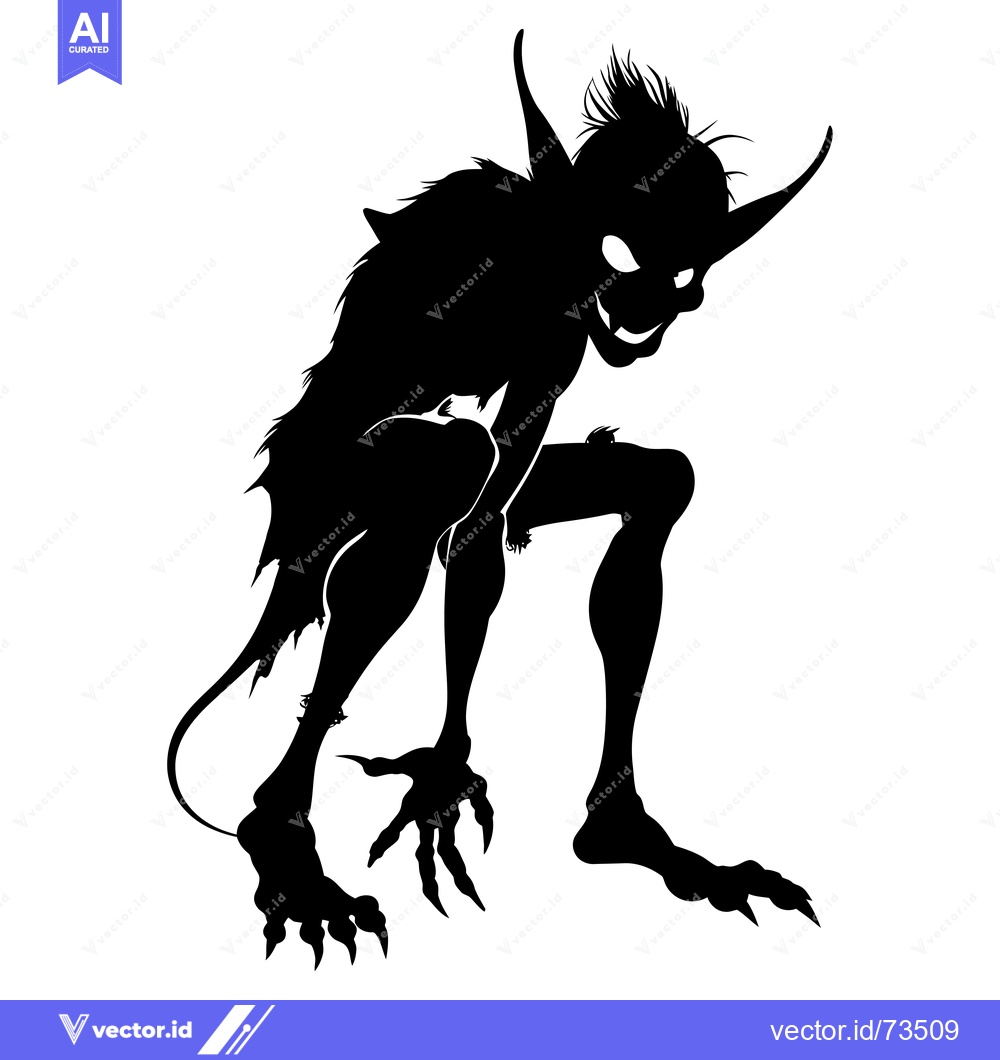 Premium Vector of A Black Silhouette of a Goblin-Like Creature with Claws