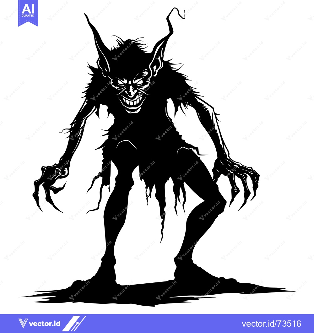 Premium Vector dari A menacing black silhouette of a goblin-like creature with sharp claws