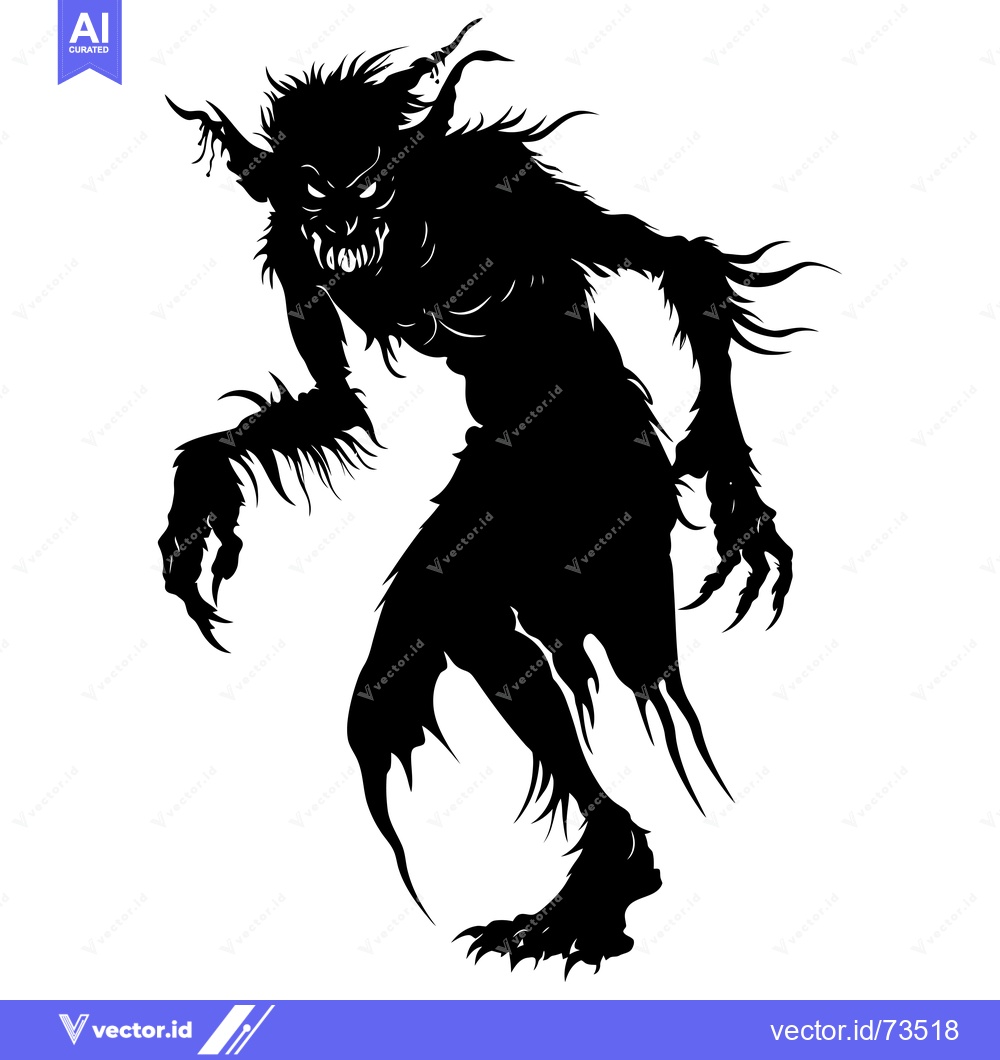 Premium Vector dari Silhouette of a Ferocious Creature with Claws and Sharp Teeth