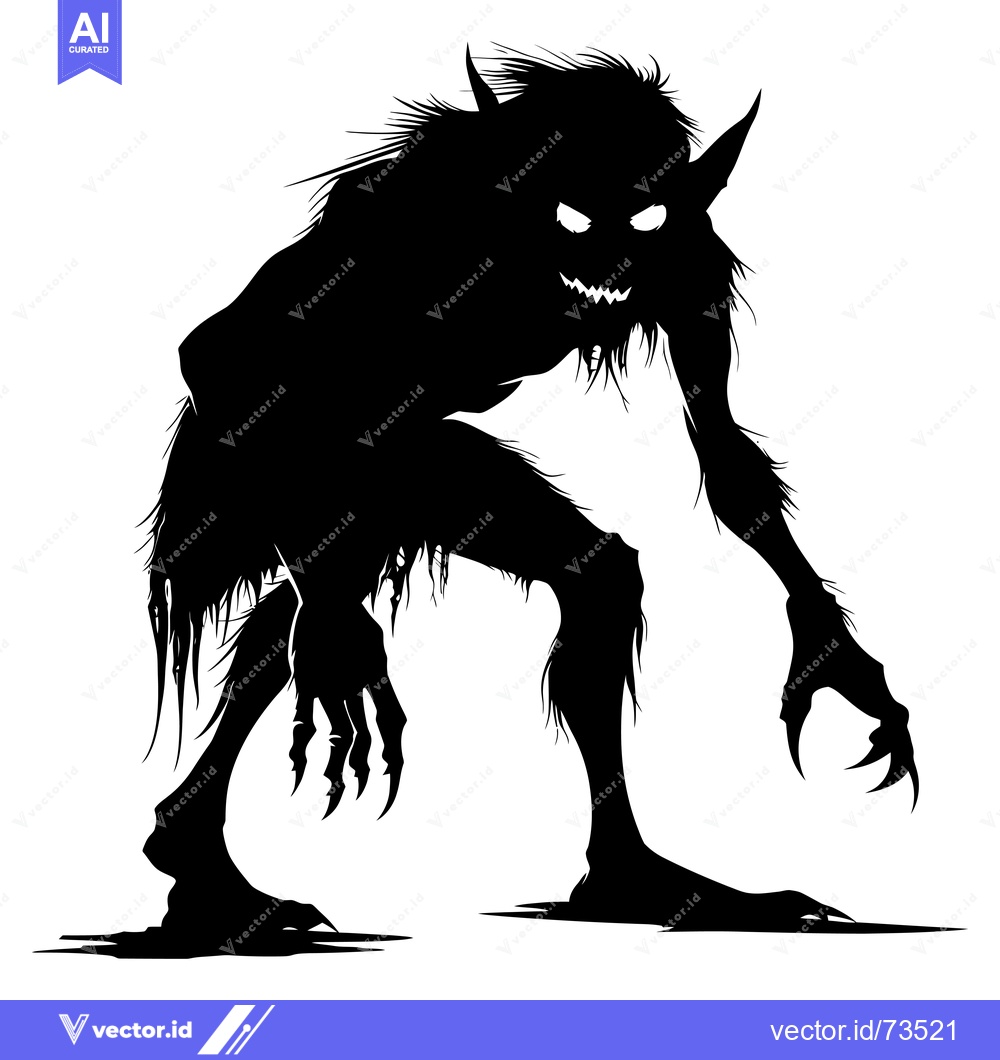 Premium Vector of Silhouette of a Creepy, Hairy Monster with Claws