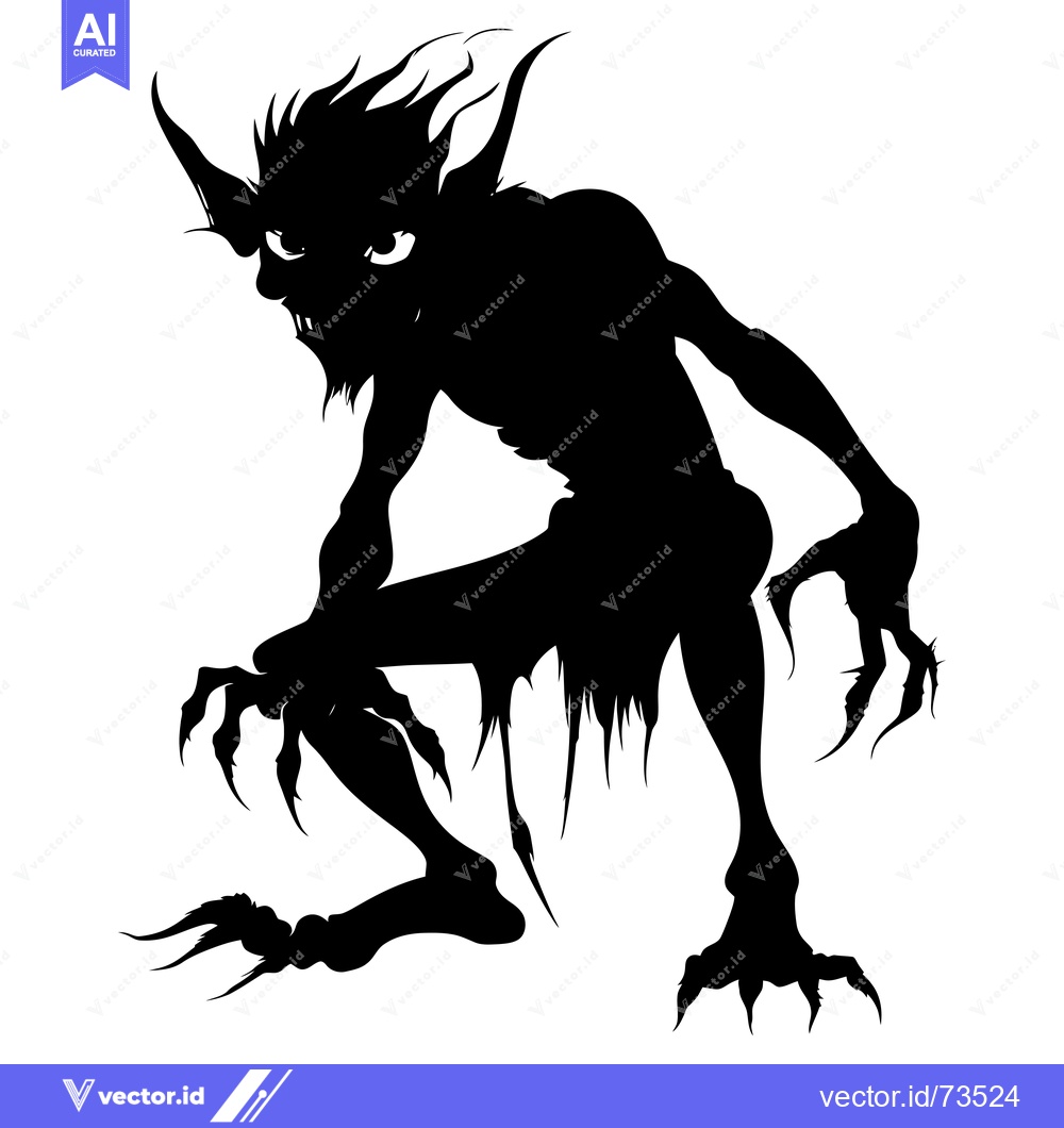 Premium Vector of Black Silhouette of a Monstrous Creature with Claws