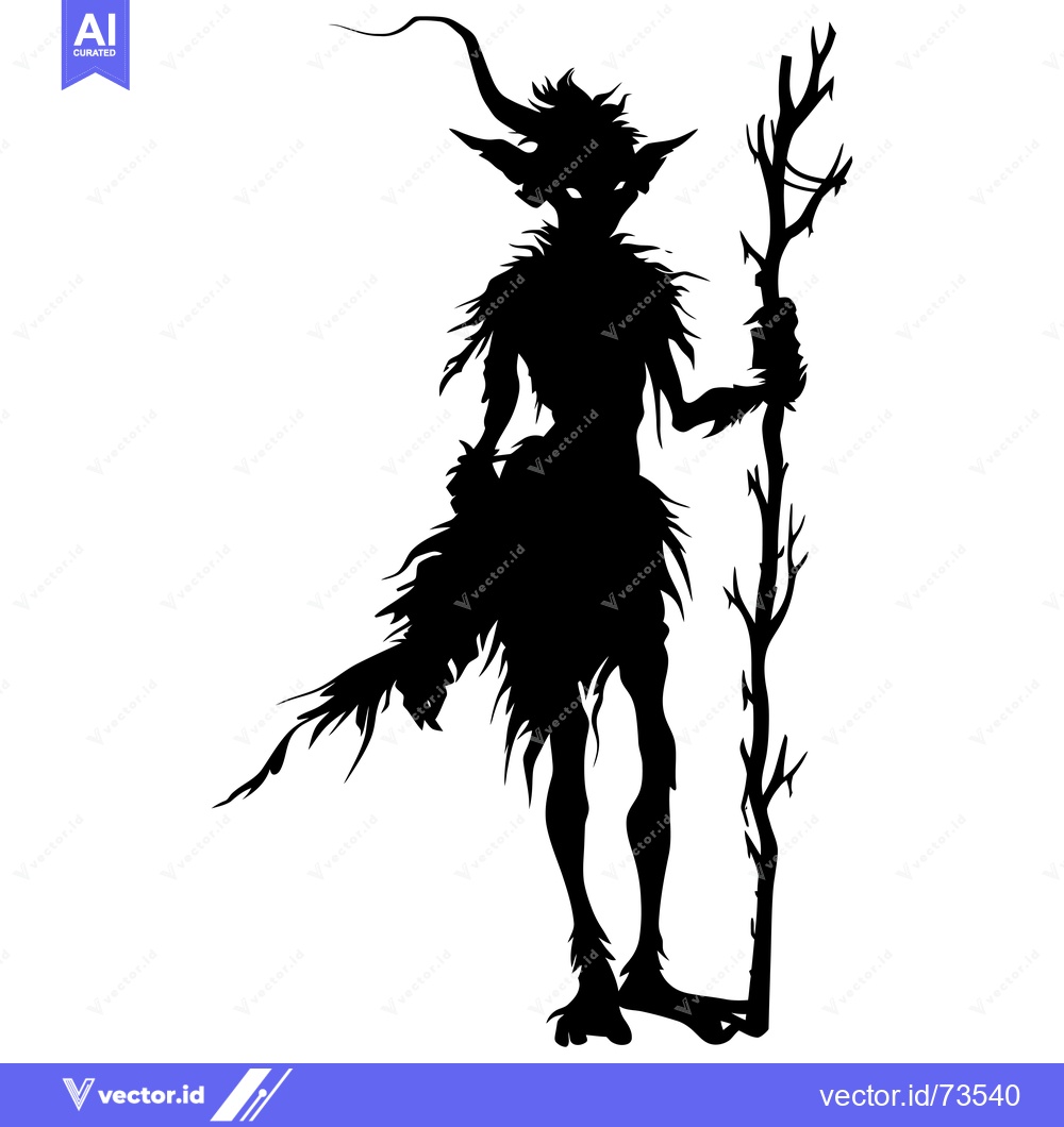 Premium Vector dari Silhouette of a Furry Creature Holding a Branch
