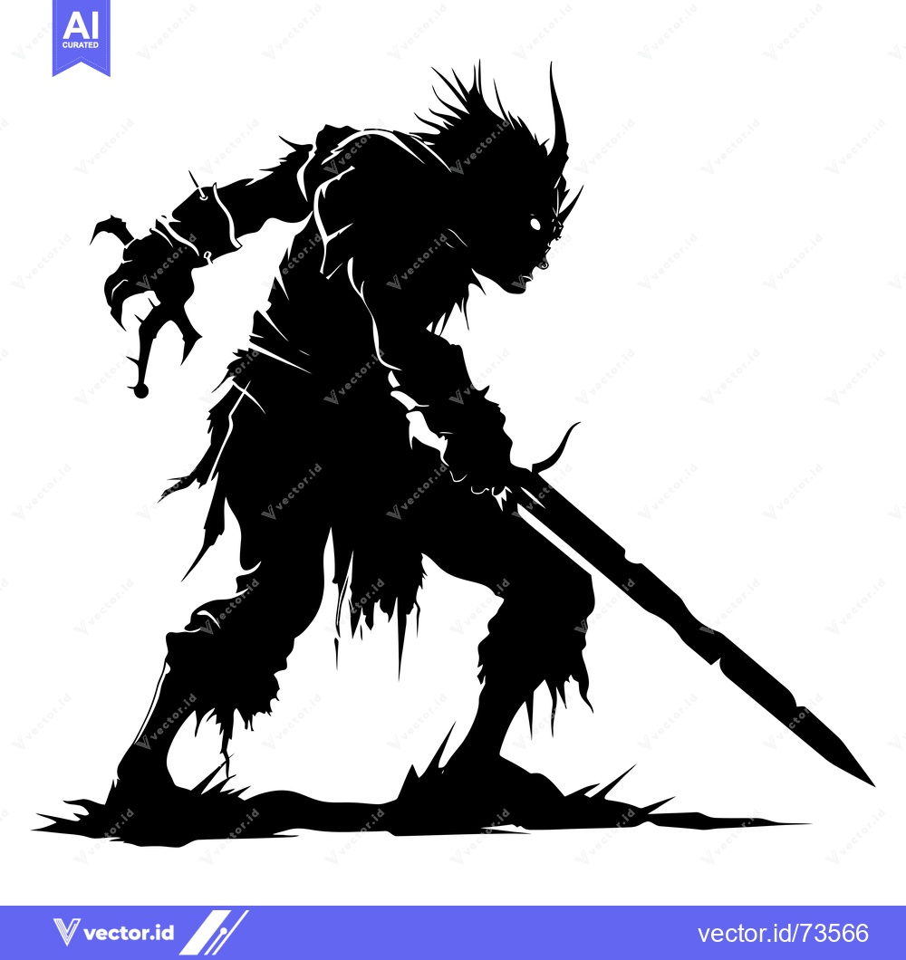 Premium Vector dari Silhouette of a Monster Holding a Sword