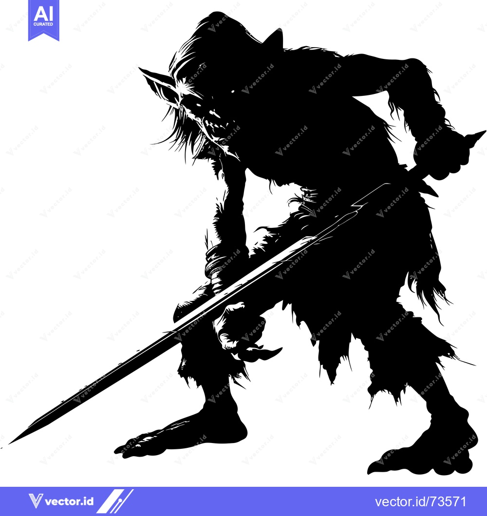 Premium Vector dari Silhouette of a Goblin Holding a Sword