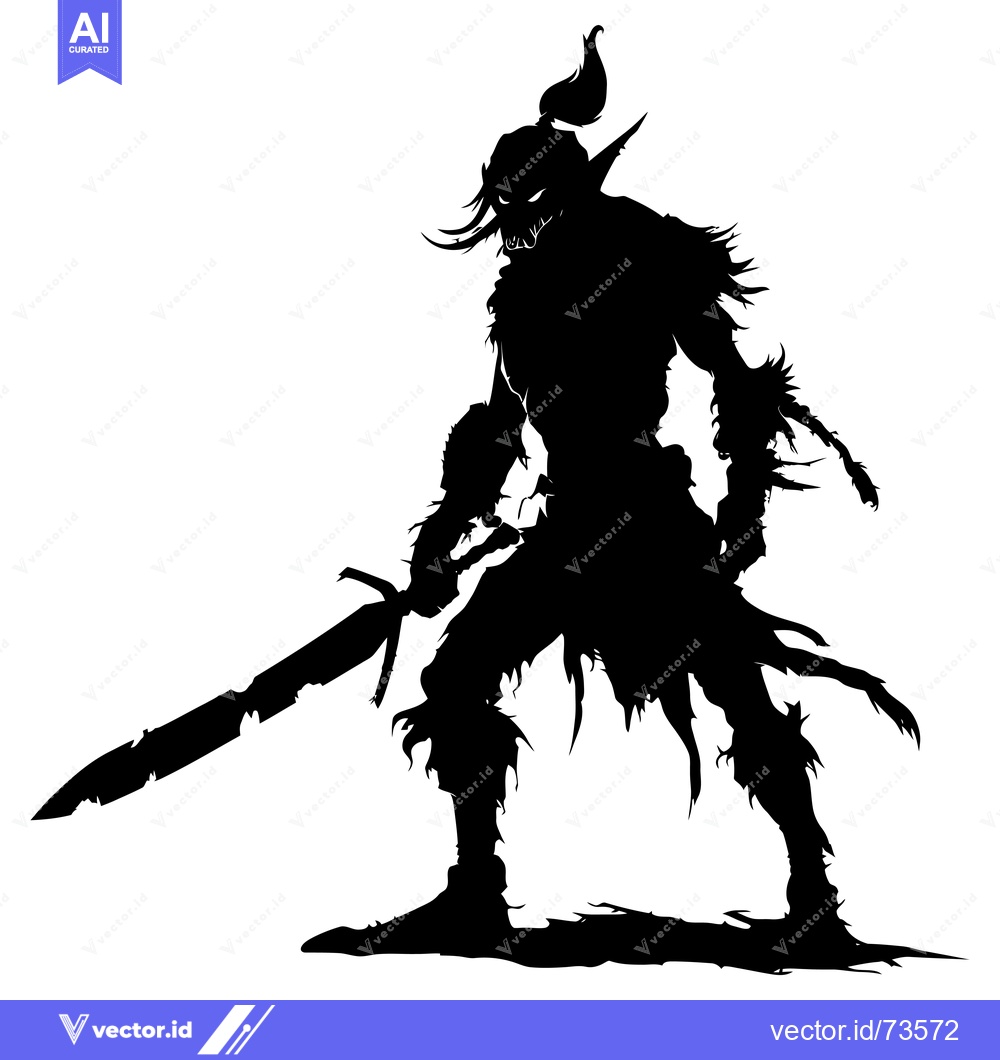 Premium Vector dari Silhouette of a Fearsome, Armed Creature with a Long Tail