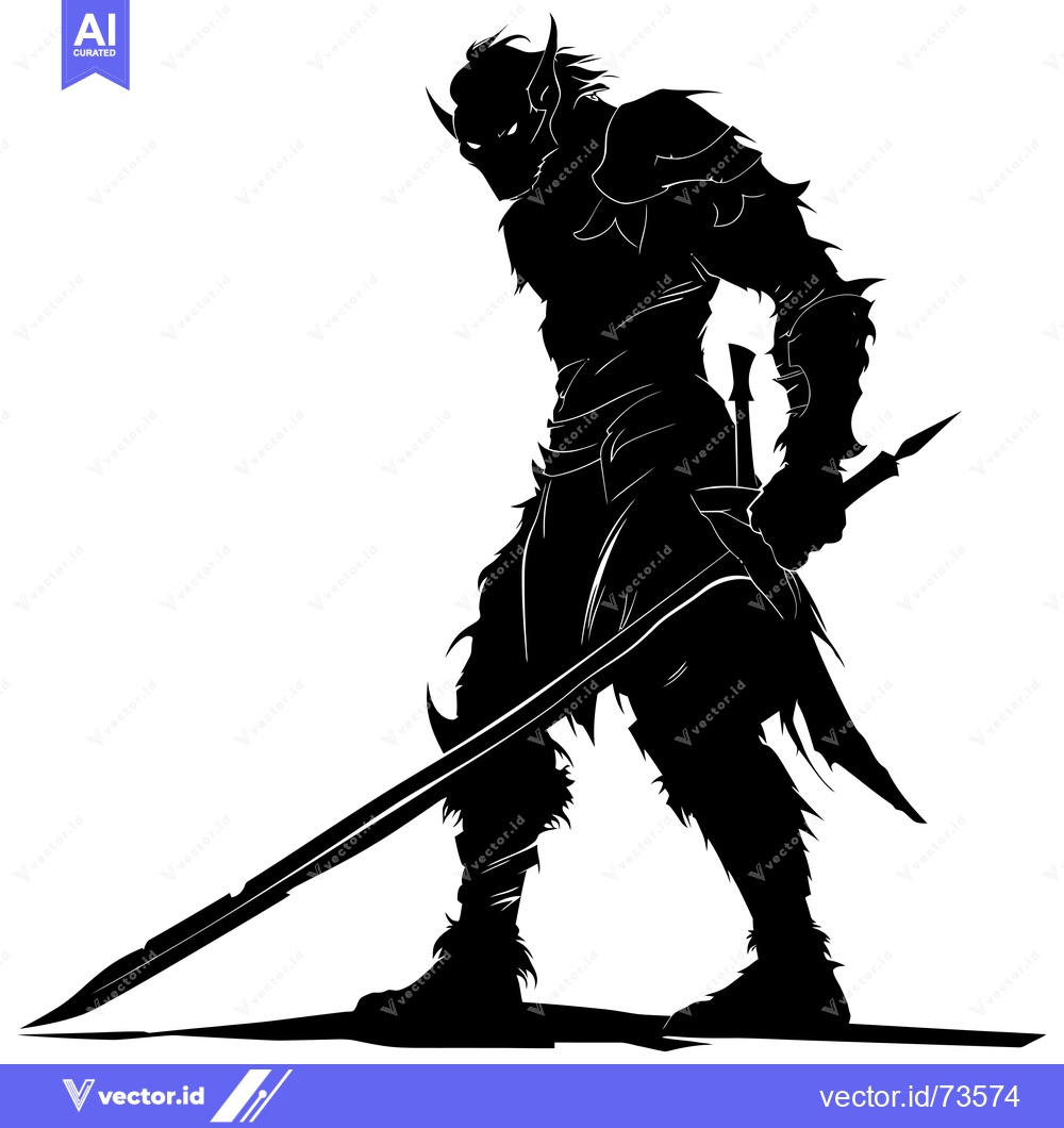 Premium Vector dari Silhouetted Elven Warrior Holding a Sword