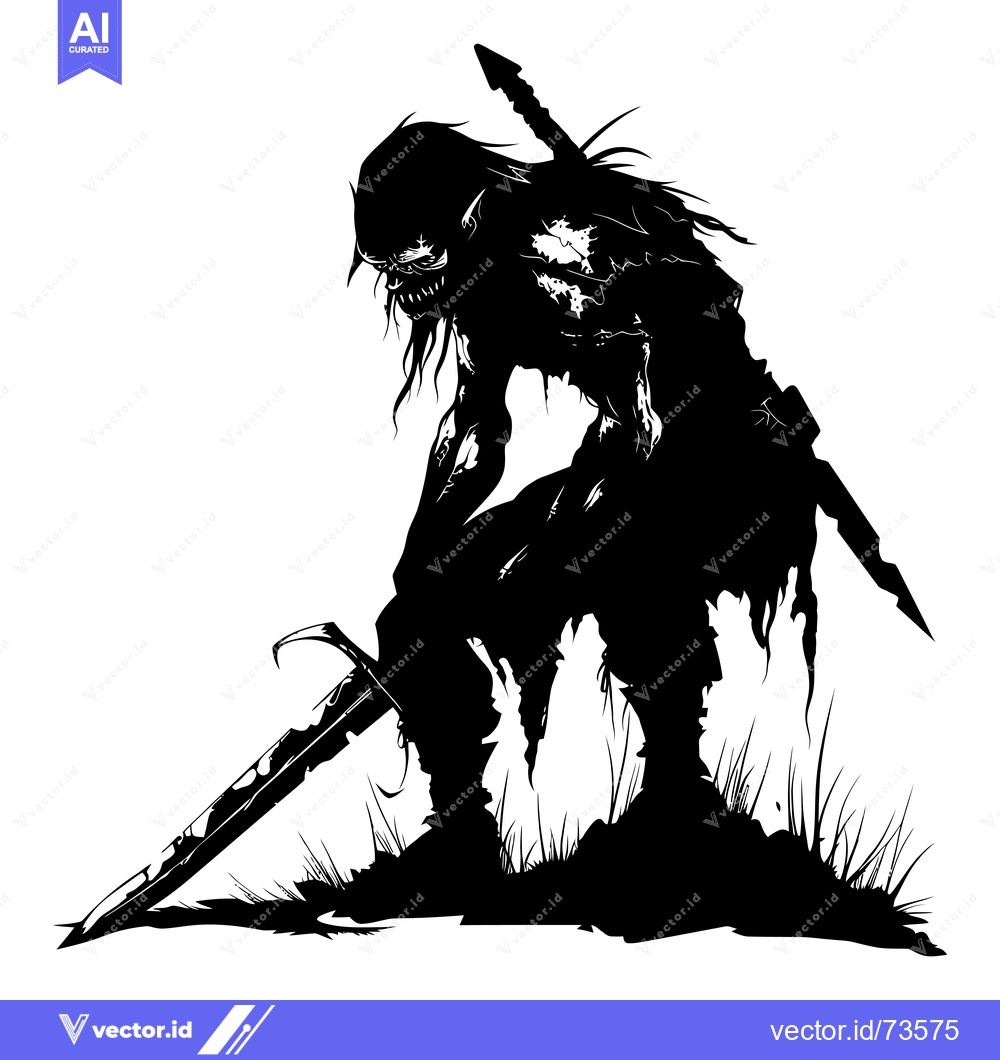 Premium Vector of Silhouette of a Monster Warrior Holding a Sword