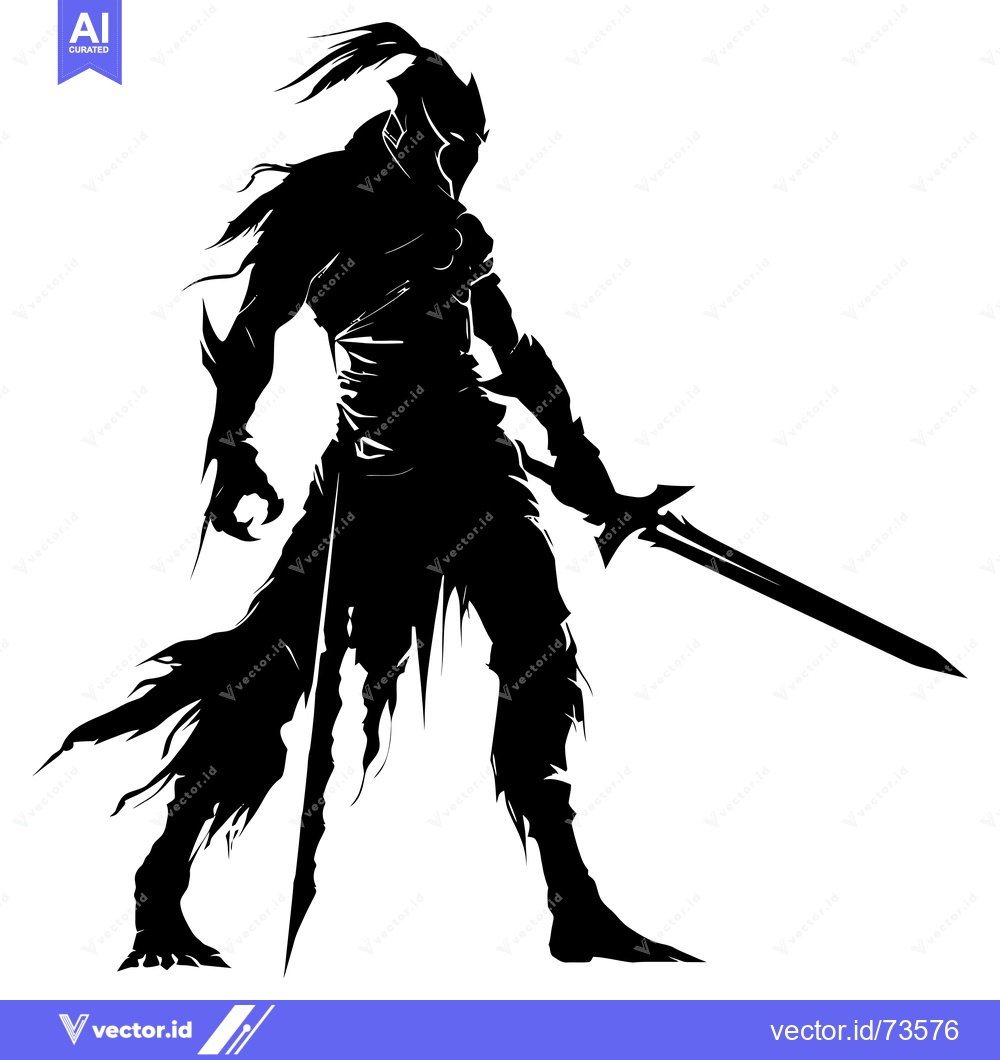 Premium Vector of Silhouetted Warrior Holding a Sword