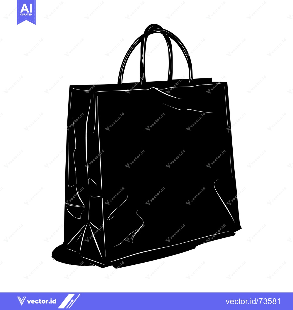 Premium Vector dari Black and White Silhouette of a Paper Shopping Bag