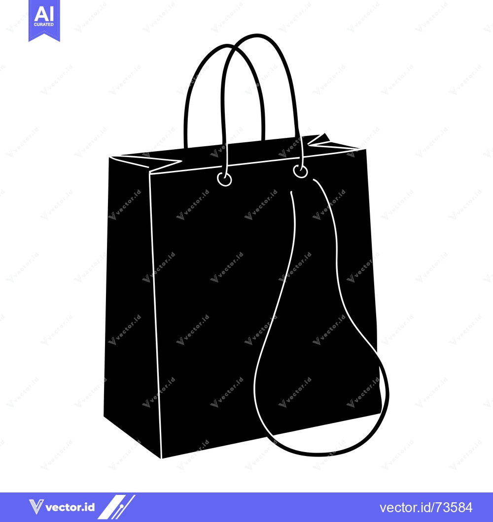 Premium Vector dari Black and White Silhouette of a Shopping Bag with Handles