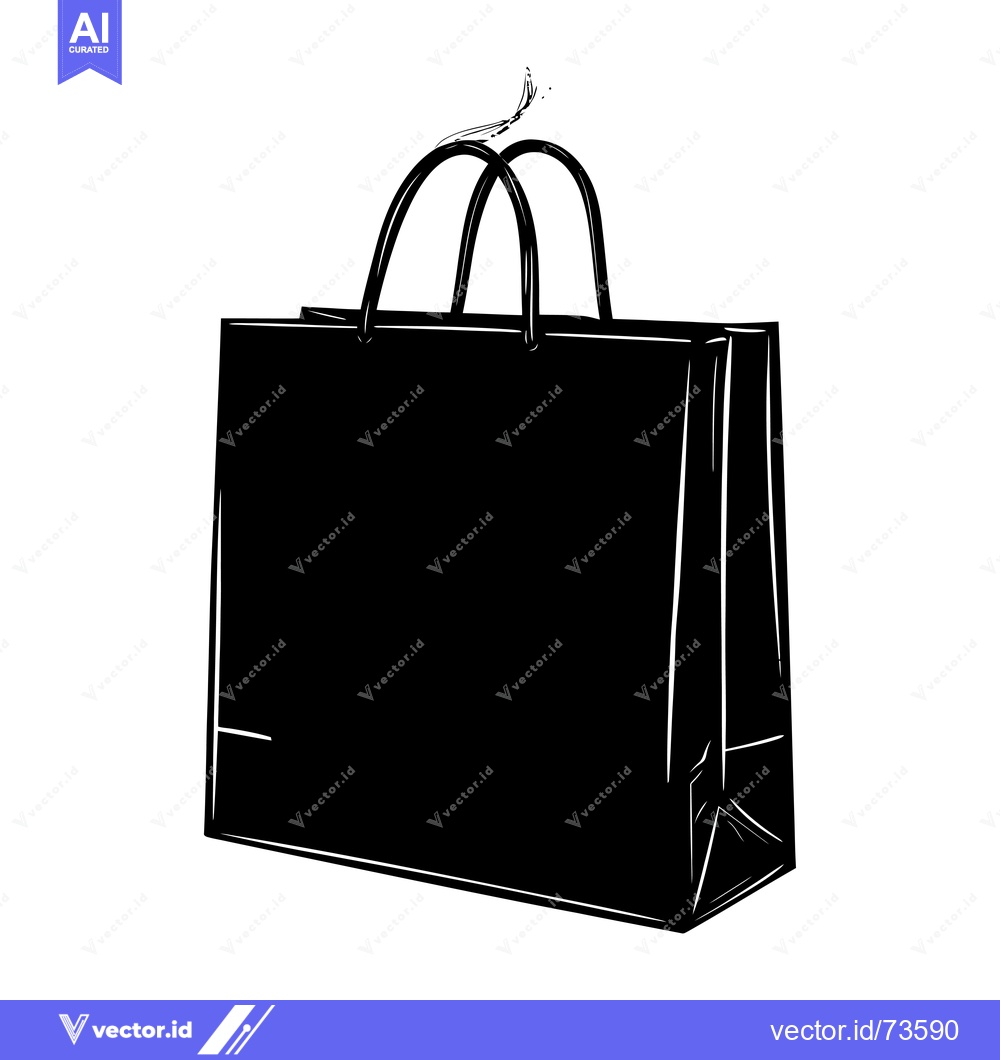 Premium Vector dari A Simple Black and White Sketch of a Paper Shopping Bag