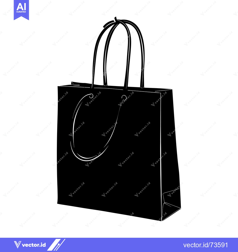 Premium Vector dari Black and White Silhouette of a Paper Shopping Bag