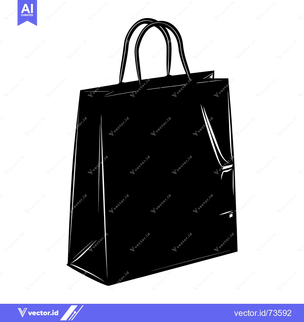 Premium Vector dari Black and White Silhouette of a Paper Shopping Bag