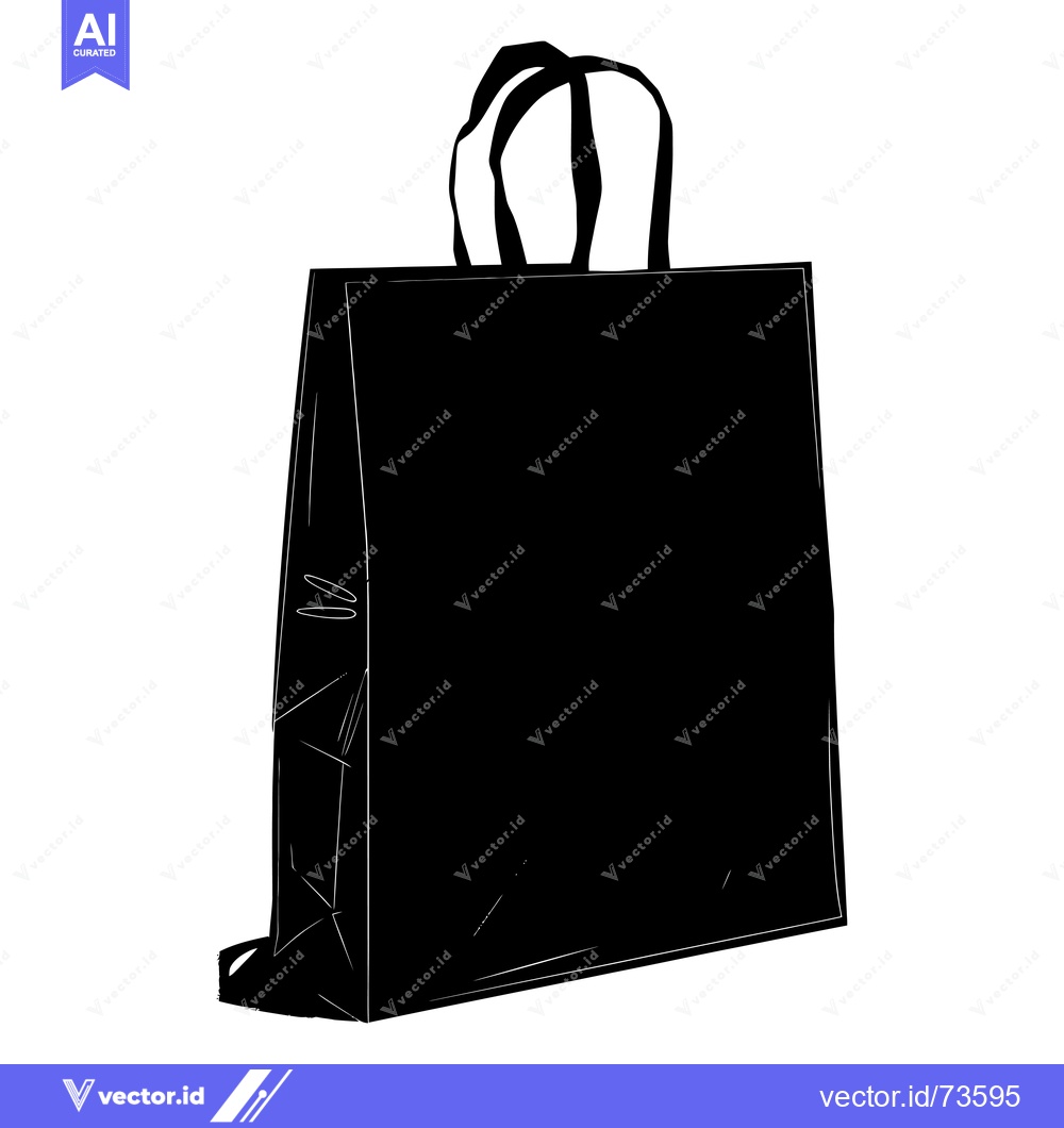 Premium Vector dari Black and White Silhouette of a Paper Shopping Bag