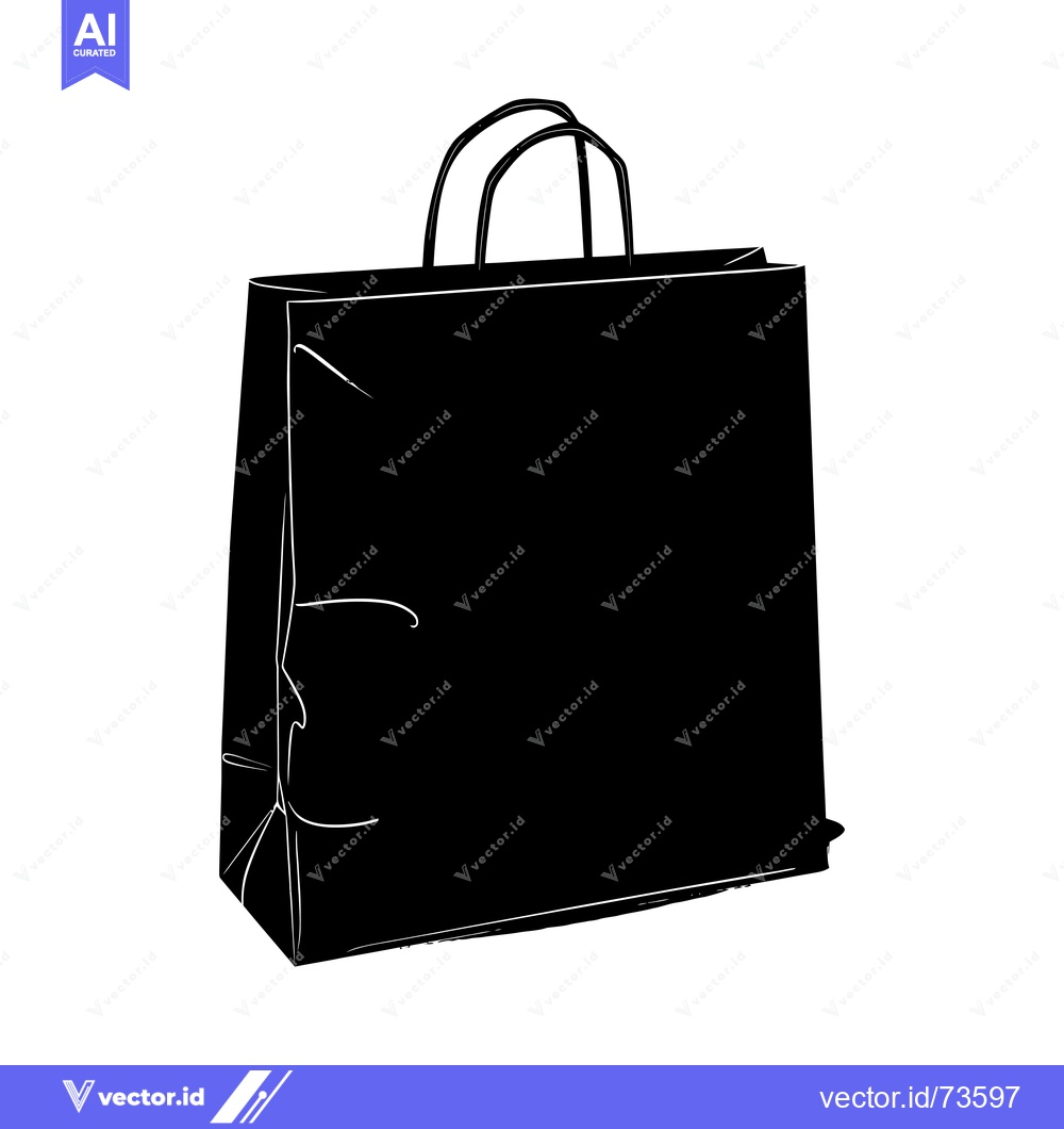 Premium Vector dari Black and White Silhouette of a Paper Shopping Bag