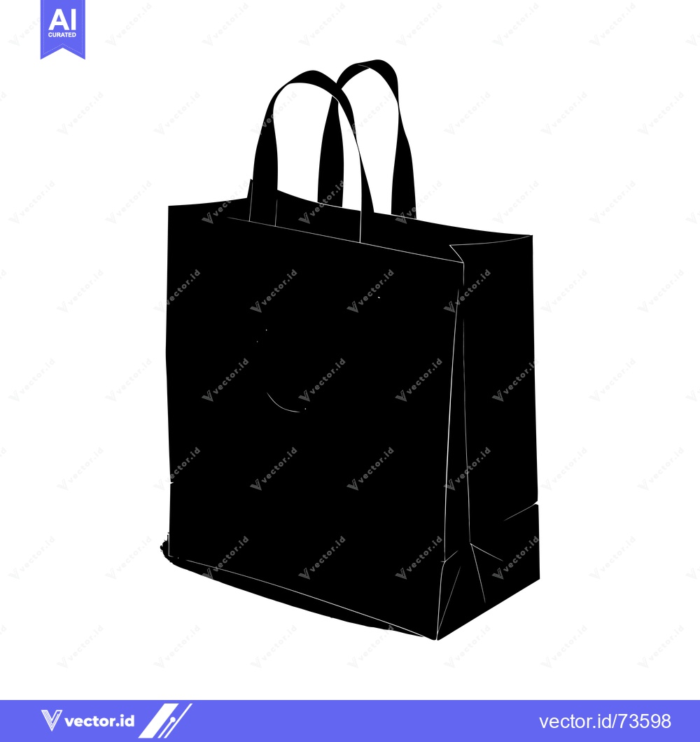 Premium Vector of Silhouette of a Paper Shopping Bag with Handles